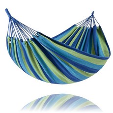 SUNCREAT Hammocks Outdoor Camping Double Hammock 2 Person Backyard Navy113541, 블루 & 그린