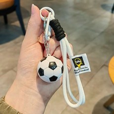 運動吊飾 足球鑰匙圈, 白繩足球, 1個