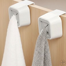 위클로버 무타공 싱크대 행주 수건 걸이 세트, 1세트, 화이트 투톤 2개