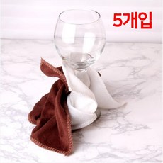 키친크로스 바리스타 린넨 카페 레스토랑 호텔 커피 타올 극세사 행주, 브라운, 5개