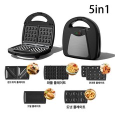 미소샵 호두과자기계 와플 샌드위치 오븐기 토스터기, 220V 5-in-1 아침 식사 메이커 도넛, 기본 색상