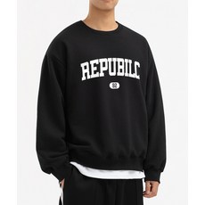 언더오프 피치스킨 에센셜 리퍼블릭 기모 맨투맨 블랙 382419