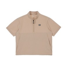 험머 여성 와펜 로고 쿨링 우븐 하프집업 반팔 아노락 자켓 베이지