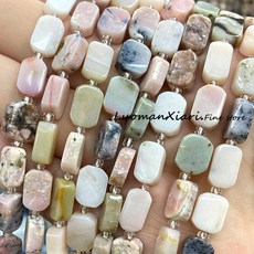 천연석 8x12MM 특수 평면 직사각형 아쿠아 마린 황수정 석영 스페이서 비즈 쥬얼리 만들기 Diy 팔찌 액세서리, pink opal, 8x12mm 12-14pcs