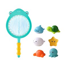 雪倫小舖 感應發光動物洗澡玩具 發光動物戲水玩具 撈魚玩具, 鯊魚撈網組, 1個