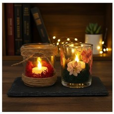 불없는 LED 캔들 만들기 키트 압화 인테리어 소품 집들이선물, 1개