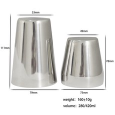 日式不鏽鋼雪克杯 - 雞尾酒調酒器 酒吧手搖杯, 小號不帶底銀色, 1個