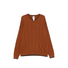 아디다스 cable-knit V-neck sweater