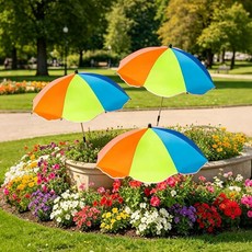 Plant Umbrellas for Outdoor Plants 3PCS 26'' Large Garden Plant Shade Umbrella with Adjustable Hei, 3PCS Rainbow