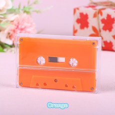 표준 카세트 컬러 블랭크 테이프 플레이어 45분 자기 오디오 포함 말하기 음악 녹음용 투명 보관 상자, Orange, 6) orange, Orange