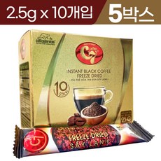 후카 푸드 골든 위즐 HUKA FOOD Con Chon Vang C7 INSTANT BLACK COFFEE FREEZE DRIED 블랙 커피 25g x5, 5박스, 10개입, 2.5g