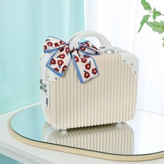 초경량 소형캐리어 트렁크 1박2일 가벼운 승무원 여행용가방, 베이지[리본 업그레이드 버전], 14인치 [표준타입+잠금없음]