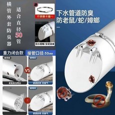 高耐用PVC防臭封口蓋 戶外污水井防護配件 防蟲防臭, 1個, 50橫管+白色+配卡箍+第二代,防曬+防腐蝕+防蟲+防蛇鼠