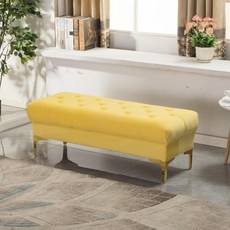 디아크몰 스툴 등받이없는 벤치의자 현관 거실 벨벳 벤치소파 긴쇼파 긴의자, 60x43x40 저장 공간 없음, 2. 밝은 노랑