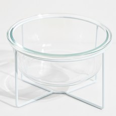 스펜서 반려동물 유리 밥그릇 + 와이어 세트 대형, 화이트, 1개