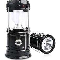 2팩 LED 캠핑 랜턴 태양광 접을 수 있는 라이트 충전식 손전등 허리케인용 휴대용 생존 비상 정전 하이킹 낚시, Black 2 Pack