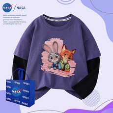 瘋狂動物城兒童衣服2026春秋款印花卡通男女童百搭上衣 TTZ0857仿刺繡 紫色