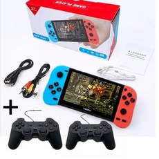 X50 MAX 게임 아케이드 128G 내장 30000+게임 콘솔 5.1" HD 화면 지원 10개 시뮬레이션 64비트 비디오, 한개옵션2, 12)blue controller, 03 8G 64G 20000 Games