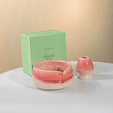 JODDA 도자기 말차 그릇 비주얼 차를 주문하는 도구 일본계 찻종 신상품, 배부른 그릇/핑크색, 2건, 1세트