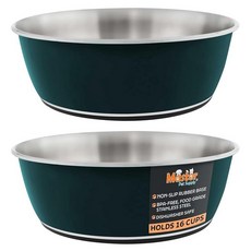 Master Pet Supply 미끄럼 방지 고무 베이스가 있는 스테인리스 스틸 강아지 그릇 2개 세트(각 473.2ml(16온스)) - 피스타치오 - 소형 중형 대형견 및 고, 16 Cups (128 oz) 2 Pack, 에메랄드 해
