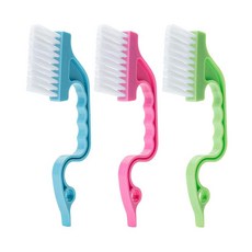 Slick- 창문 트랙 클리닝 브러시 3팩 다채롭고 인체 공학적 손잡이 내장 스크레이퍼 수도꼭지 샤워 헤드 및 배수구용 다용도 창문 트랙 청소 도구 404816, Slick- 창문 트랙 클리닝 브러시, 3팩, 다채롭고