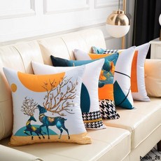 台灣出貨 抱枕 ins雙面印花抱枕北歐小清新客廳沙發床上靠背枕頭飄窗辦公室靠墊, 金黃銀杏,40X40厘米（枕套）