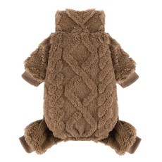 강아지 스웨터 플리스 터틀넥 겨울 강아지 옷 소형견 여아 남아용 따뜻한 플리스 강아지 파자마 우주복 애완동물 옷 강아지 스웨터 파자마 강아지 점프수트 강아지 의상 로즈 핑, Browm