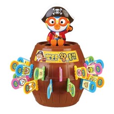 뽀로로 해적칼꽂기 깜짝벌칙 룰렛통 패밀리보드 친구랑 온가족함께 한명뽑기 교육완구, 브라운혼합, 1개