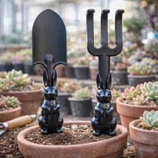 토끼모양 원예도구 4종 셋트 갈퀴삽 모종삽, 블랙