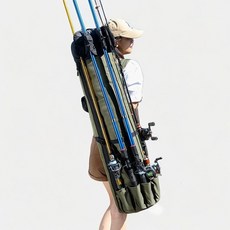 漁具包 釣魚包 魚竿包 戶外揹包大容量袋, 外貿桶包軍綠