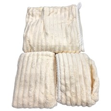 TengYue 雲朵條珊瑚絨沐浴三件套 包含毛巾、擦髮巾和浴巾, 奶白色, 1個