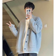THE G&G남성용 무지 브이넥 가디건-VG