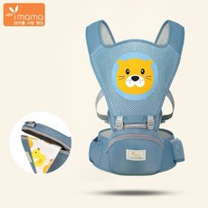 創新收納型腰凳三合一背巾 單獨背帶腰凳 四季透氣雙肩背帶, 透氣海獅收納型, 透氣海獅收納型