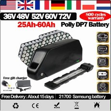 폴리 48V 60V 72V 30AH Ebike 배터리 다운 튜브 52V 전기 배터리 100A BMS Cham Rider 21700 리튬 이온 3000W, [02] 21700Samsung 72V40AH