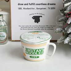 스타일 세라믹 손잡이 전자레인지용 뚜껑 대용량 기숙사용 그릇 국수 투명 학생, 20 식 라면컵 그린 세라믹 뚜껑 [1150ml]