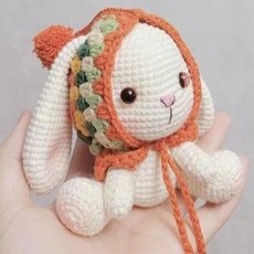 垂耳兔編織 DIY 材料包 手工編織玩偶 祖母格鈎織兔子娃娃, 1個, 橘色兔子材料包 可做一個 無衚蘿蔔