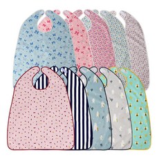 (주)더해피 핸드메이드 병원 노인 환자 간병 요양 위생 방수 성인용 벨크로형 턱받이 앞치마, 06. 리본(핑크), 1개