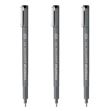 스테들러 피그먼트 라이너 308 잉크펜/드로잉, 0.8-검정, 3개입