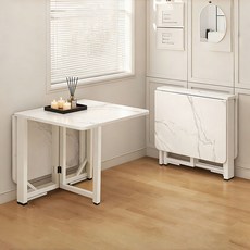 확장형 접이식 다용도 식탁 4~6인용 가정용 테이블, 6인용, 흰색