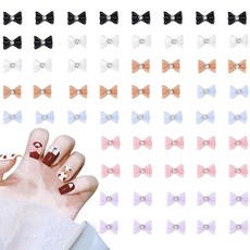 네일 파츠 리본 60개 세트 3D 입체 나비 매듭 네일 파츠 라인스톤 반짝반짝 레진용 주얼리 파츠 네일 아트 핸드메이드 데코 파츠 (리본 60개 세트)