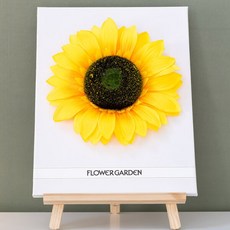 [플라워트리] 해바라기 조화 액자 황금 직사각 캔버스+이젤 set 30x47cm 인테리어 꽃 테이블 장식 소품 금전화 풍수 개업, 상세 설명 참조