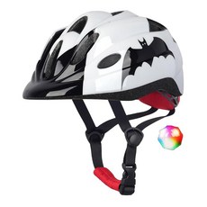 Atphfety 아동용 키즈 자전거 헬멧 아기부터 어린이까지 조절 가능한 남아 여아 헬멧(만 1-8세) LED 조명이 있는 스케이트용 멀티 스포츠137043, S:50 cm - 54cm/19.7-21.2 inch, 화이트 배트