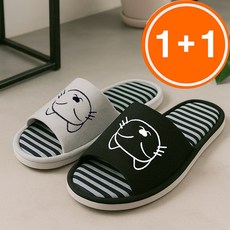 1+1 야옹이 실내슬리퍼 거실화 실내화 사계절용, 1개, 야옹이(블랙1,그레이1)