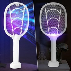 USB 충전식 전기모기채 벌레 파리채 LED램프, EFAS_화이트