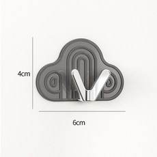 비주얼 거실 벽걸이 수납 행거 빙하무늬 녹각 멀티 플러그 행거 노라인 도어 후크, 투명 회색-구름, 하나