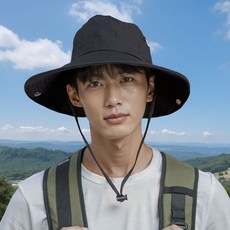 비욘드유 햇빛 차단 사파리 등산 모자, 블랙