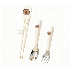 兒童學習筷 - 幼兒學習筷 卡皮巴拉兒童餐具 不鏽鋼餐具 左右手通用 (現貨 隔日到貨), 卡皮巴拉 練習筷, 1個