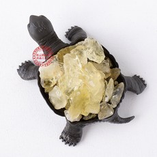 白沙屯 媽祖 過爐開光 天然水晶簇烏龜擺件紫黃白水晶原石擴香石手工diy工藝品擺件, 黃水晶原石(古黑色無燈款)