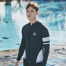 첵스톤 남성용 집업 래쉬가드 블랙 CZPM-211BK