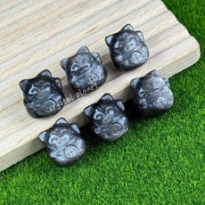 晶星 天然銀曜石招財貓 穿孔, 1個